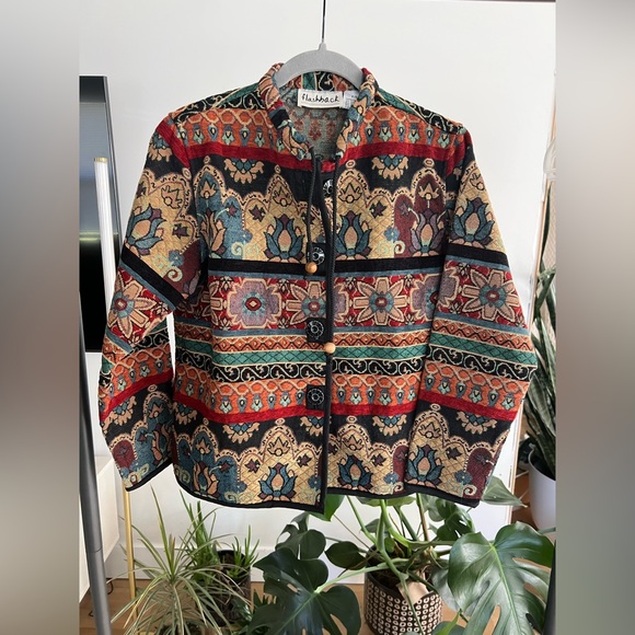 Flashback Jackets & Blazers - Vintage women’s FLASHBACK Tapestry Boho Sweater Blazer